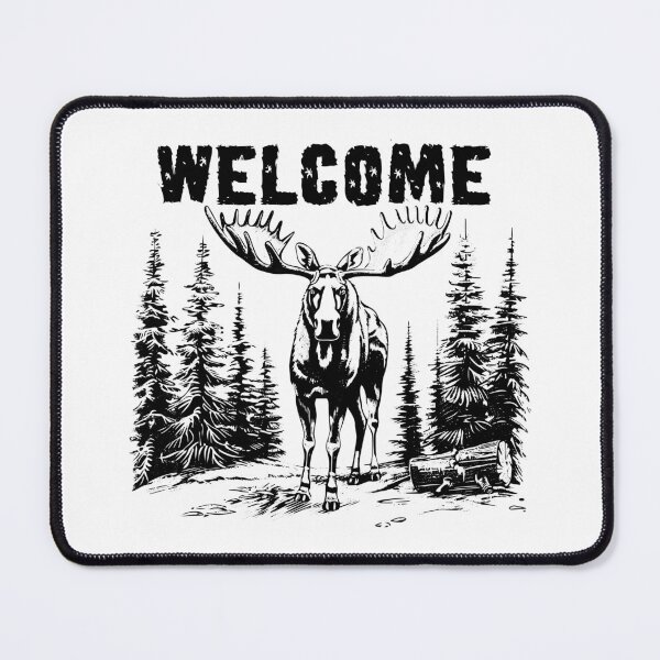Item preview, Welcome Moose Sign – Rustic Black and White Forest Wildlife Art designed and sold by inkoutninja.