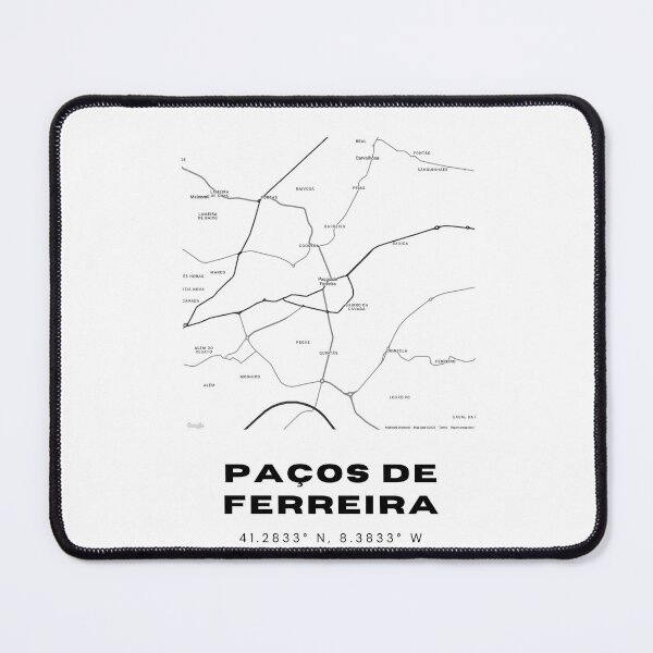 Item preview, Paços de Ferreira Coordinates Artwork – 41.2833° N, 8.3833° W – Portugal Map Print, Travel Souvenir Gift designed and sold by RM-Journey.