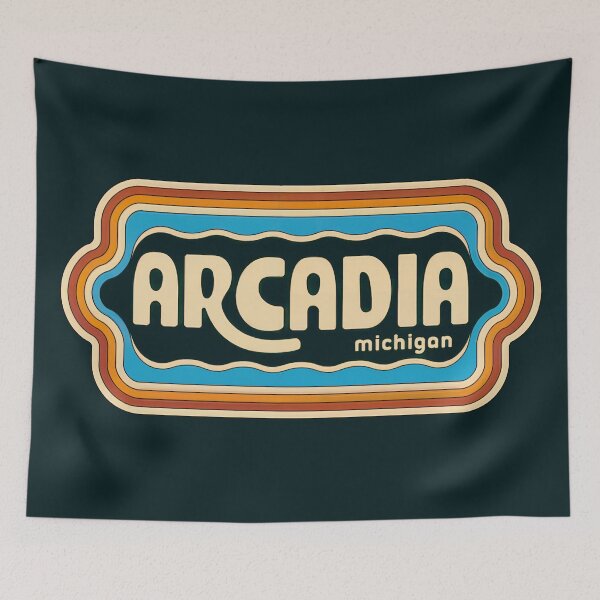 Item preview, Arcadia Michigan 70s Retro Decal designed and sold by TheOldMittenIllustrated.