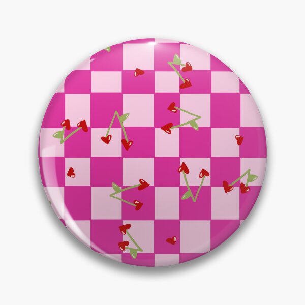 Item preview, Pink Checkerboard Heart Cherries – Cute Retro Y2K Aesthetic Prin designed and sold by Kitty KP.