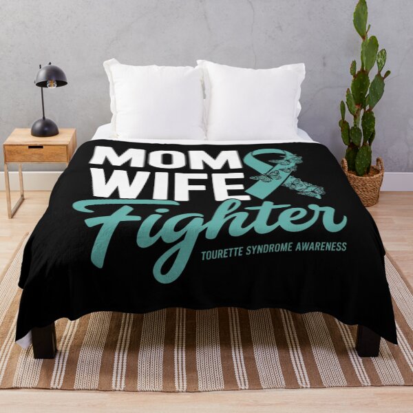 Item preview, Mom Wife Fighter Teal Ribbon Tourette Syndrome Awareness designed and sold by ConceptualVibes.