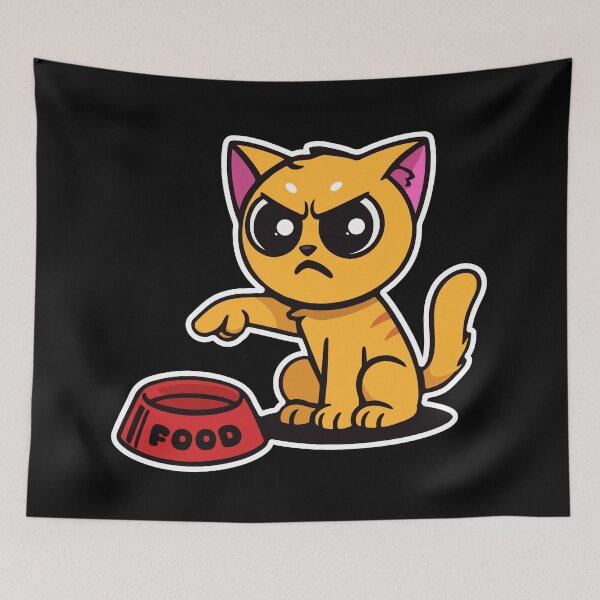 Item preview, Funny hangry cat says "FEED ME!" designed and sold by messy-nessie.
