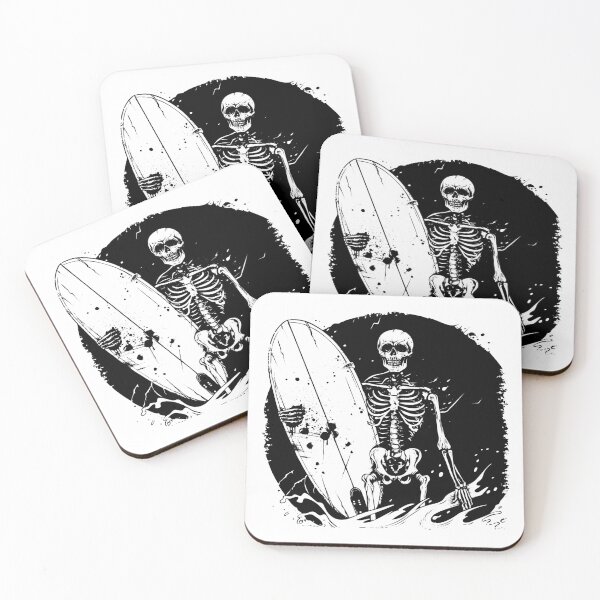 Item preview, Skeleton Surfer – Bold Black and White Gothic Surf Art designed and sold by inkoutninja.