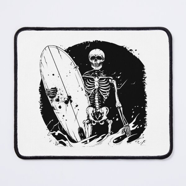Item preview, Skeleton Surfer – Bold Black and White Gothic Surf Art designed and sold by inkoutninja.