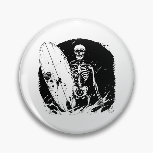 Item preview, Skeleton Surfer – Bold Black and White Gothic Surf Art designed and sold by inkoutninja.