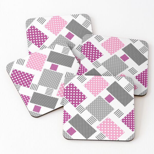 Item preview, Patchwork in polka dots and stripes pink and plum   designed and sold by fuzzyfox.