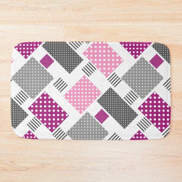 Item preview, Patchwork in polka dots and stripes pink and plum   designed and sold by fuzzyfox.