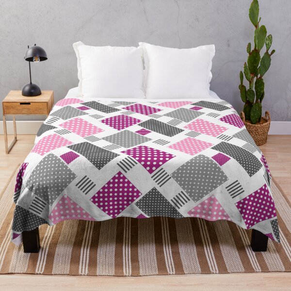 Item preview, Patchwork in polka dots and stripes pink and plum designed and sold by fuzzyfox.