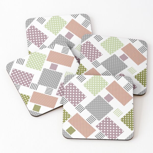 Item preview, Patchwork in polka dots and stripes beige olive   designed and sold by fuzzyfox.