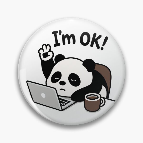 Item preview, Cute Panda Working on Laptop with Coffee – I'm OK Design designed and sold by graphicnew.