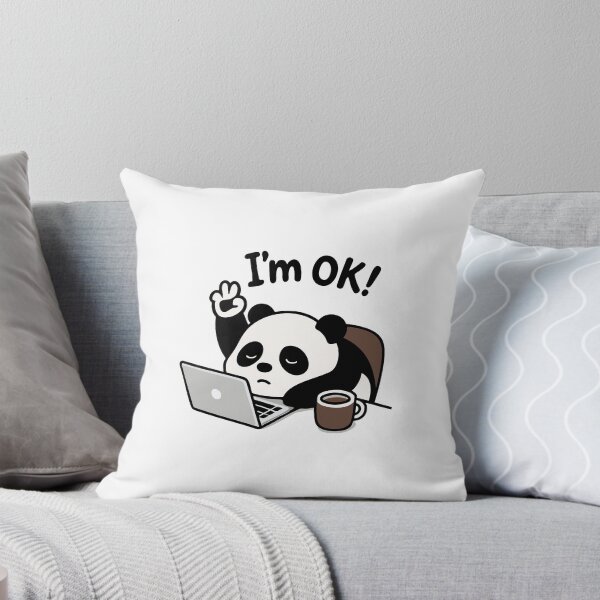 Item preview, Cute Panda Working on Laptop with Coffee – I'm OK Design designed and sold by graphicnew.