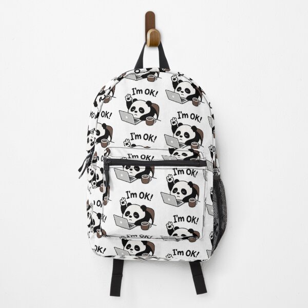 Item preview, Cute Panda Working on Laptop with Coffee – I'm OK Design designed and sold by graphicnew.