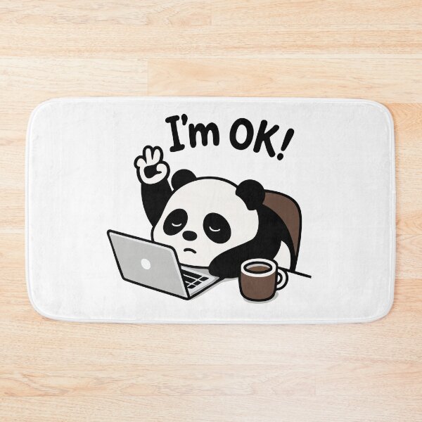 Item preview, Cute Panda Working on Laptop with Coffee – I'm OK Design designed and sold by graphicnew.