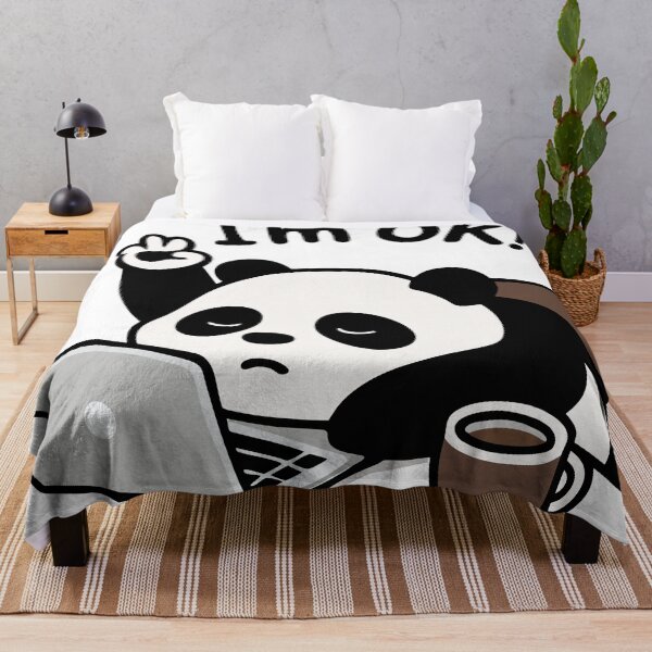 Item preview, Cute Panda Working on Laptop with Coffee – I'm OK Design designed and sold by graphicnew.
