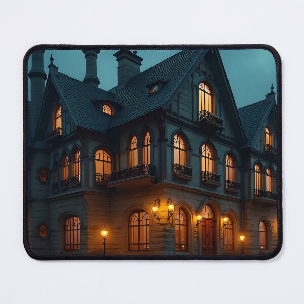 Item preview, Gothic Mansion at Night – Dark Romantic Architecture Artwork designed and sold by K@Whimsical cottagecore.