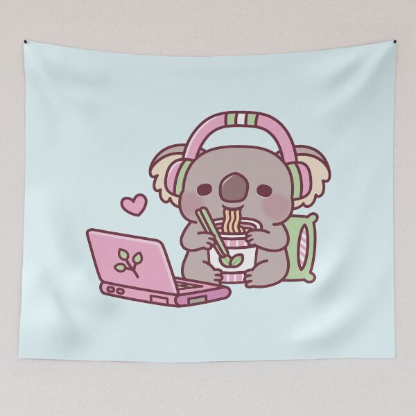 Item preview, Cute Koala Eating Instant Noodles And Watching Anime designed and sold by rustydoodle.