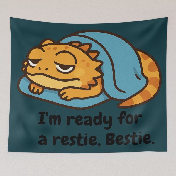 Item preview, Cozy Beardie Under Blanket – Sleepy Bearded Dragon Cute Cartoon - Teal designed and sold by Strange Comforts.