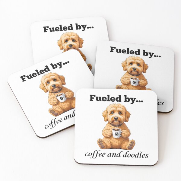 Item preview, Miniature Goldendoodle Coffee Lover Cartoon – Fueled by Coffee and Doodles designed and sold by Fredster1966.