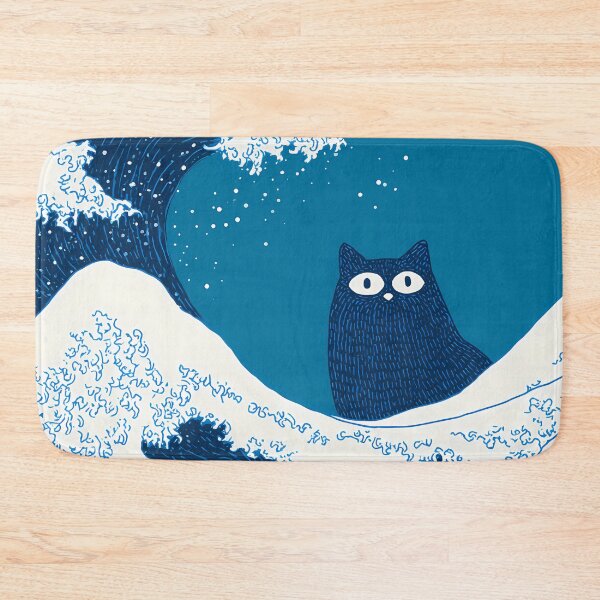 Item preview, Minimal Blue Cat Riding the Wave designed and sold by Cat-Wave-Dream.