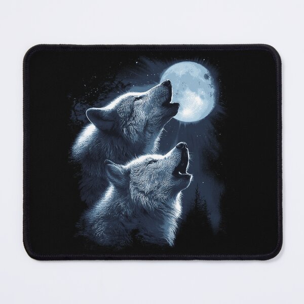 Item preview, Mystic Wolves Howling at Full Moon Night Sky Illustration designed and sold by trajeado14.
