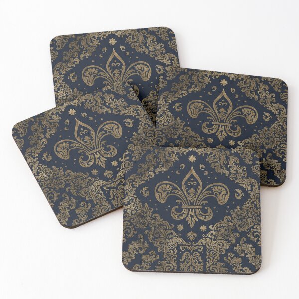 Item preview, Luxury Fleur-de-lis Ornament – Gold & Dark Blue  designed and sold by svarupa.
