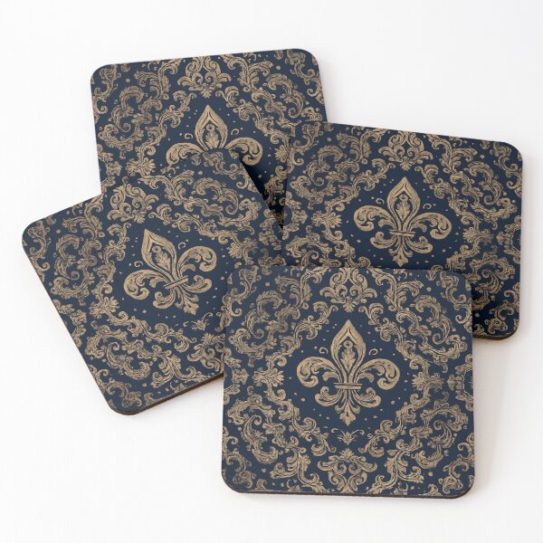Item preview, Luxury Fleur-de-lis Ornament – Gold & Dark Blue  designed and sold by svarupa.