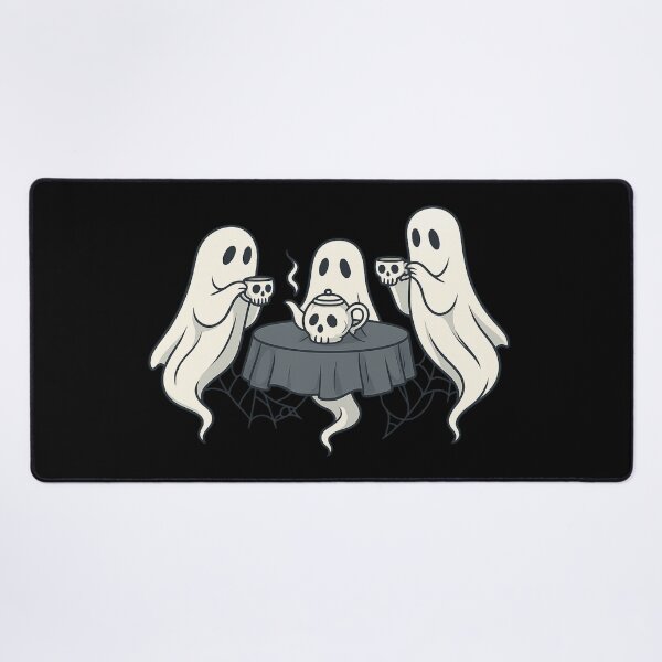 Item preview, Ghostly Tea Party – Cute Halloween Ghosts with Skull Teacups Sticker designed and sold by Feral Confetti.