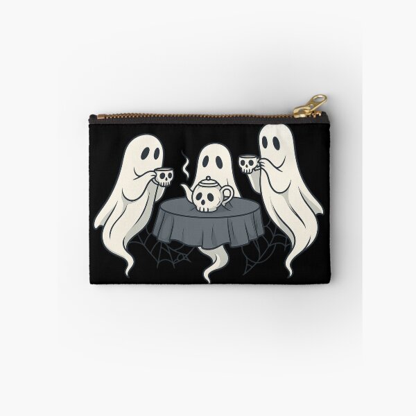 Item preview, Ghostly Tea Party – Cute Halloween Ghosts with Skull Teacups Sticker designed and sold by Feral Confetti.