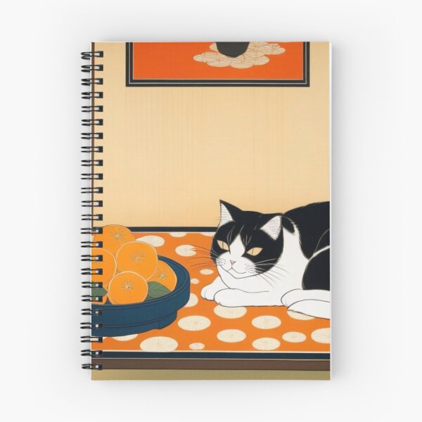 Item preview, Cat and Oranges on Traditional Japanese Table designed and sold by LEO'S CREATURE　れおずくりーちゃー.