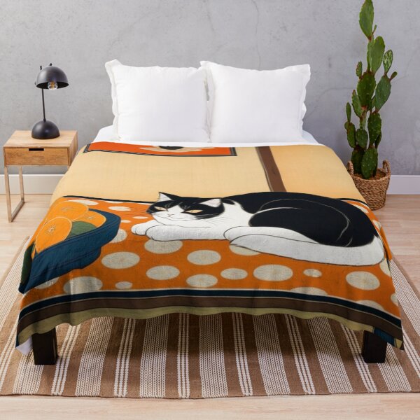 Item preview, Cat and Oranges on Traditional Japanese Table designed and sold by LEO'S CREATURE れおずくりーちゃー.