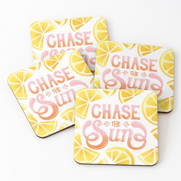 Item preview, Chase the Sun Tropical Lemon Handlettered Quote designed and sold by JasmineAllan.