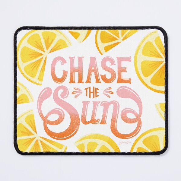 Item preview, Chase the Sun Tropical Lemon Handlettered Quote designed and sold by JasmineAllan.