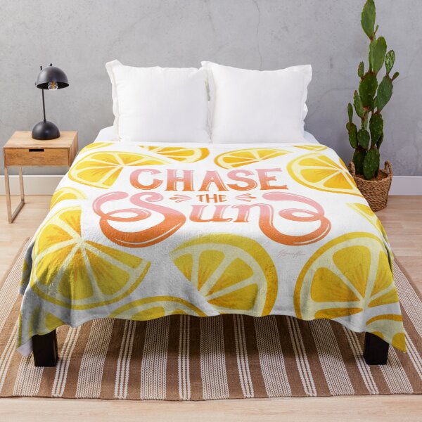 Item preview, Chase the Sun Tropical Lemon Handlettered Quote designed and sold by JasmineAllan.