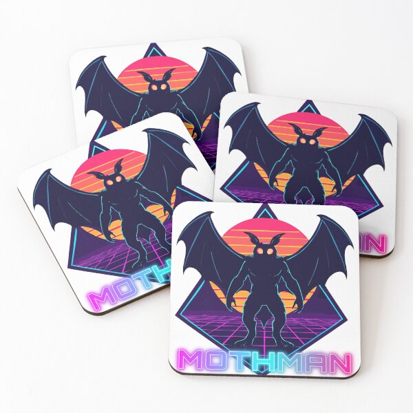 Item preview, Mothman Neon Synthwave – Vaporwave Arcade Cryptid designed and sold by Folk Bestiary.