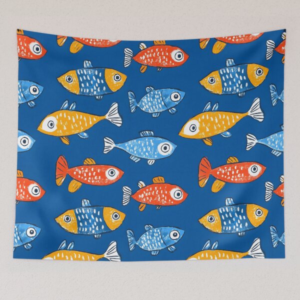 Item preview, Funny Fish Retro Sea Pattern designed and sold by SecretDicer.
