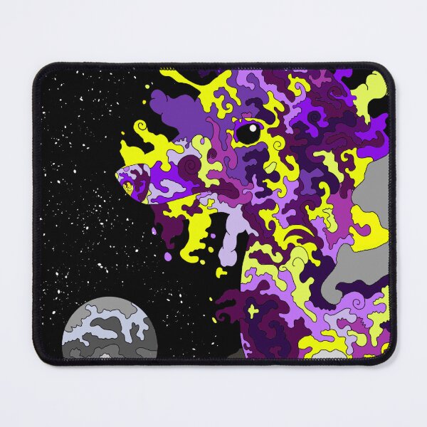 Item preview, Mystical Wolf in Dreamy Clouds | Purple & Yellow Abstract Doodle Art designed and sold by Zeddessay.
