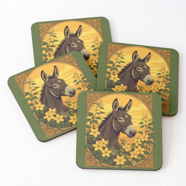 Item preview, Mule Pack Animal Surrounded By Yellow Jasmine Flowers designed and sold by taiche.