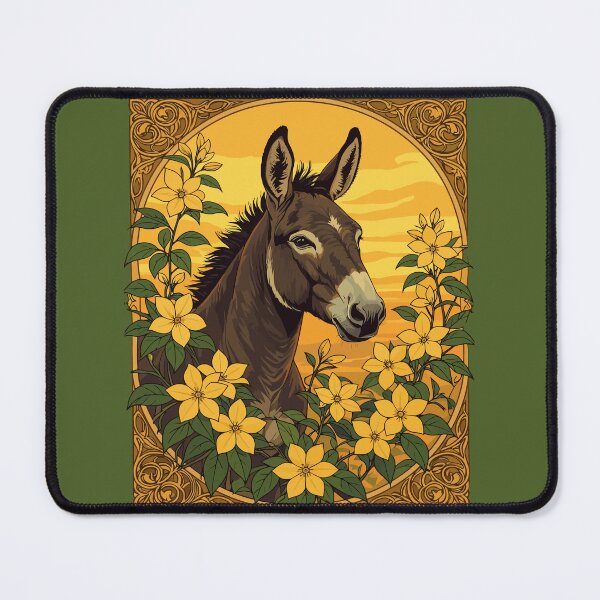 Item preview, Mule Pack Animal Surrounded By Yellow Jasmine Flowers designed and sold by taiche.