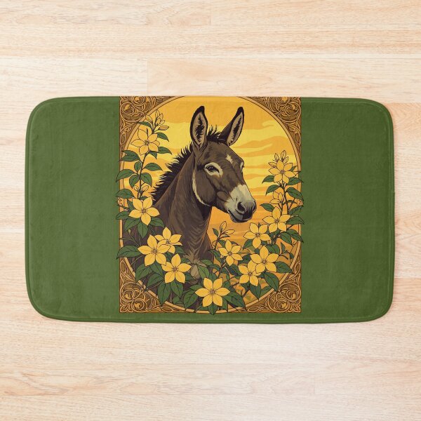 Item preview, Mule Pack Animal Surrounded By Yellow Jasmine Flowers designed and sold by taiche.