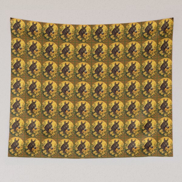 Item preview, Mule Pack Animal Surrounded By Yellow Jasmine Flowers designed and sold by taiche.