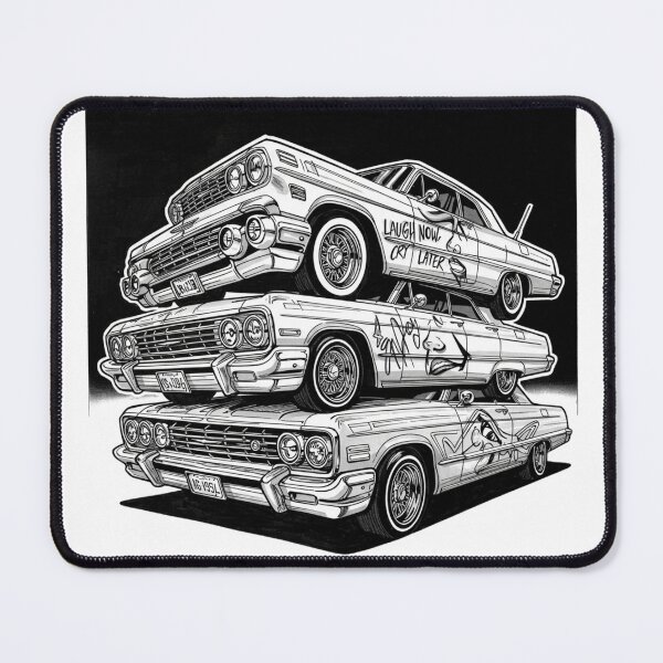 Item preview, Black and white ink  lowrider cars classic tshirt designed and sold by anandsiva2703.