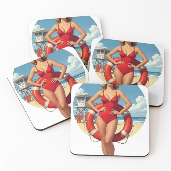 Item preview, Lifeguard Pinup Girl – Retro Lifeguard Swimsuit Art designed and sold by Lightning-Lace.