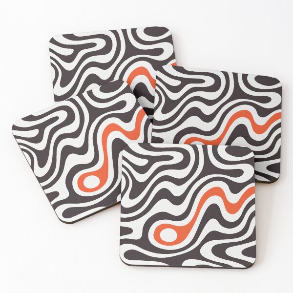 Item preview, Liquid Paint Wave Pattern in Black n White w/ an Orange Streak designed and sold by LOVE, AMY.