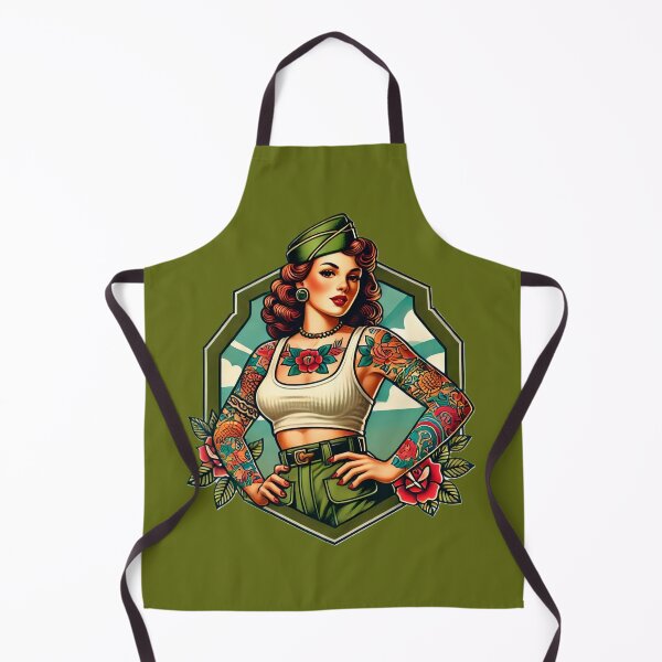 Item preview, Vintage Rockabilly Pin-Up Girl Army Print Artwork designed and sold by PinUpPizzazz.