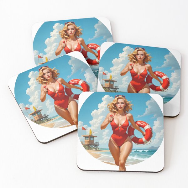 Item preview, Hay Watch Pinup Girl – Retro Lifeguard Beach Art designed and sold by Lightning-Lace.