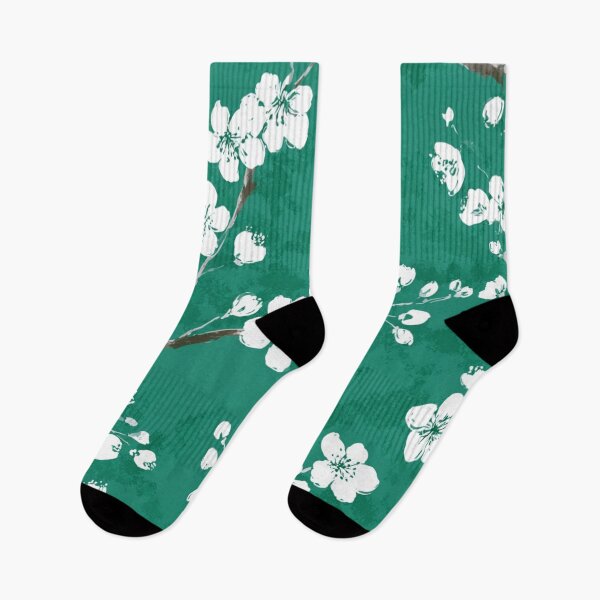 Item preview, Green White Cherry Blossom Pattern designed and sold by GrinGalore.