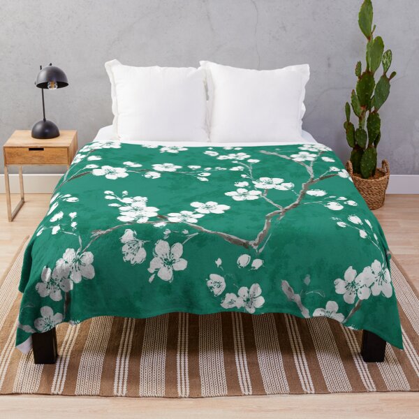 Item preview, Green White Cherry Blossom Pattern designed and sold by GrinGalore.