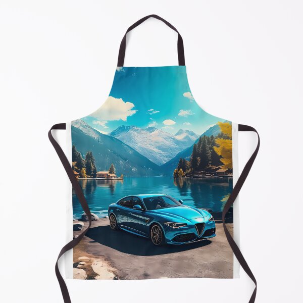 Item preview, Serene Mountain Lake Scene Showcases Stunning Blue Car designed and sold by RevUpDesign.