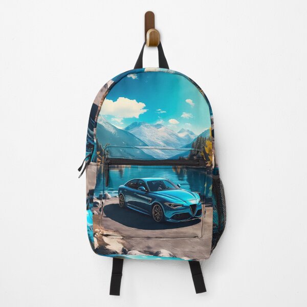 Item preview, Serene Mountain Lake Scene Showcases Stunning Blue Car designed and sold by RevUpDesign.