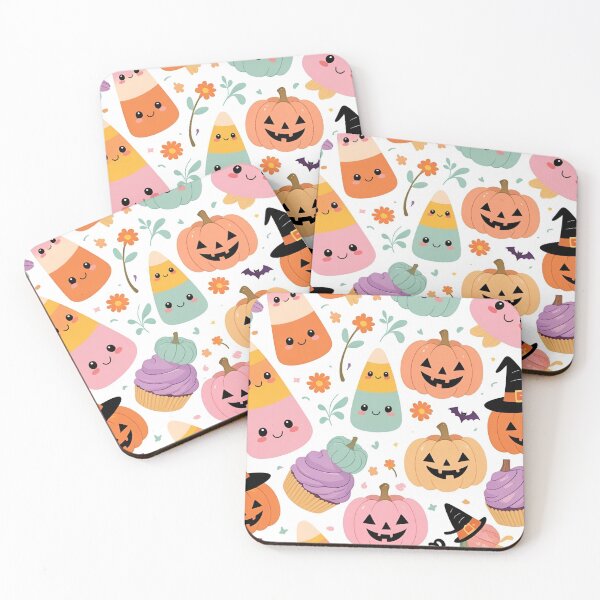 Item preview, Cute Halloween Pattern – Kawaii Pumpkins, Candy Corn & Cupcakes designed and sold by kyDesigns.CO.